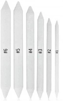 Definite Art White Paper Blending Stumps for Shading and Smudging Charcoal, Pastel and Graphite Drawing and Sketching Pencils (Pack of 6)
