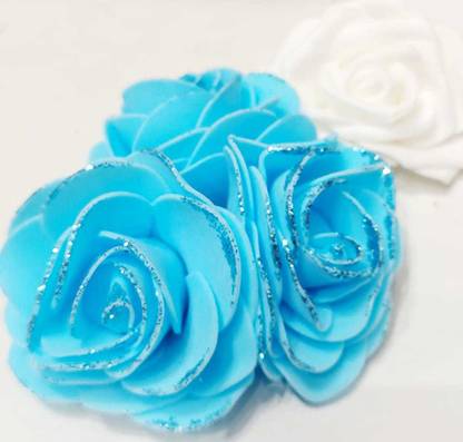PARRADISE Artificial Flower Foam Rose Real Touch Roses Flower Heads for DIY Wedding Engagement Birthday Party Bouquets Centerpieces Arrangements Party Baby Shower Home Decor Blue Rose Artificial Flower