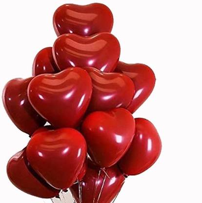 Realistic Store Solid Red Heart Shape 50 Balloons for Birthday Party Decoration Kit Balloon