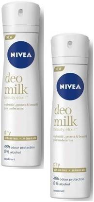 NIVEA (Deo Milk Beauty Elixir Dry Deodorant) Each Dry 150ml Pack of2 Deodorant Spray  -  For Women