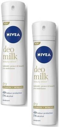 NIVEA Deo Milk (Beauty Elixir 150ml) Each Dry Deodorant Set of2 Deodorant Spray  -  For Women