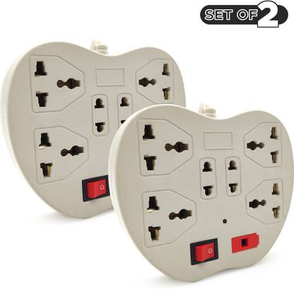 NHR Multi Plug 6 in 1 Mini Power Strip / Extension cord with Fuse, ON / OFF switch and 3.5m lengthy wire 6 Socket Extension Boards (Set of 2) 6 A Six Pin Socket