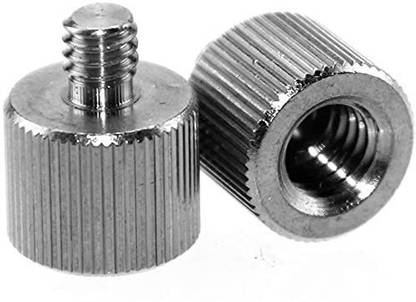 SHOPEE Branded New Standard 3/8"-16 Female to 1/4"-20 Male Tripod Thread Reducer Screw Adapter (Silver) (Pack of 2) Flash Shoe Adapter