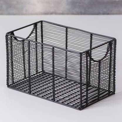 nestroots Fruit Basket Kitchen Stand vegetable basket rack stand for kitchen |Rectangular Net baskets for storage Metal basket with handle fruit stand storage baskets Stainless Steel Fruit & Vegetable Basket