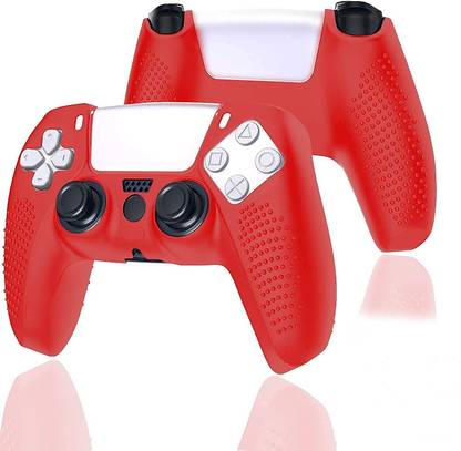 microware PS5 Silicone Controller Case Cover Skin Grip Protector for Playstation 5 Accessories - Red (Pack of 1)  Gaming Accessory Kit