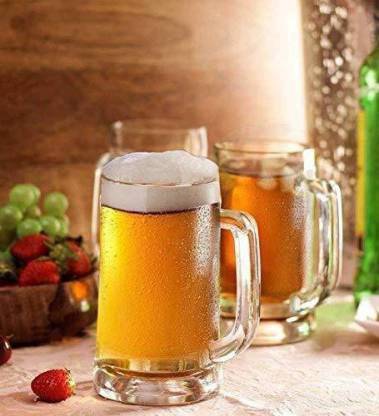 T R Creation (Pack of 2) beer glass set of 2 450ml (clear) Glass Set Beer Mug