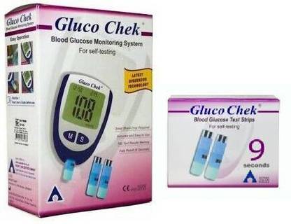 Gluco Chek Blood Sugar Glucose Monitoring machine system Smart chek with 60 strips Glucometer