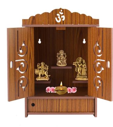 CRAZYINK CRAZYINK Brown Wooden Temple For House And Office Pooja Engineered Wood Home Temple