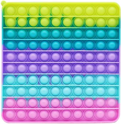 sunvadiya Big Size Pop 100 Bubbles Square Push Pop Bubble Fidget Sensory Toy Bubble Popping, Poppet Mega Pop 100 Fidget Toy Silicone Fidget Popper Relieve Stress Big Puppet (Macaron Rainbow)