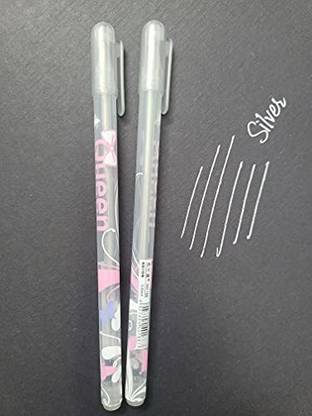 Paaroots Set of 2 Silbver Pen 0.8 mm Fine Point - Smudge proof Silver Pen for Art Drawing, Sketching & Writing (2pack) Silver Ink Pen Highlighter Fine liner- Gel Ink For DIY Card Making Wedding cards