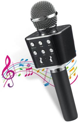 Pick Ur Needs Karaoke Duplex Bluetooth Mic Wireless Bluetooth Microphone Connection Player Speaker 2-in1 With Recording + USB + FM Microphone Karoke Mic