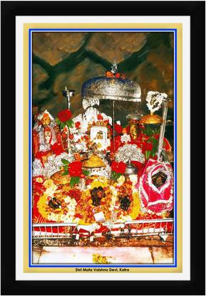 Braj Art Gallery Shri Mata Vaishno Devi Katra Photo Frame Digital Reprint 19.5 inch x 13.5 inch Painting