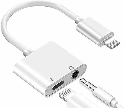 IMMUTABLE White 2 in 1 Dual Port Cable Adapter 3.5mm Earphone Jack Phone Converter