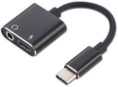 IMMUTABLE Black USB Type-C Audio Charging Adapter, 2 in 1 Type C to 3.5 mm Head Aux Audio Jack Music Earphone Audio Adapter & Charging Cable Converter for All Type-C Smartphone Phone Converter