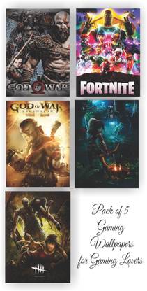 God of War, Fortnite & Other Game Combos Wall Poster For Room With Gloss Lamination Paper Print (12 inch X 18 inch, Rolled) Fine Art Print