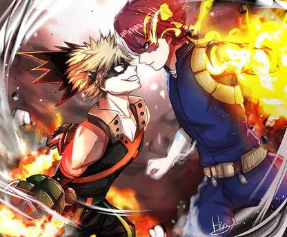 Anime My Hero Academia Katsuki Bakugou Shoto Todoroki Matte Finish Poster Paper Print