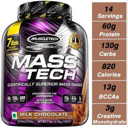 Muscletech Mass Tech Performance Series, 7 lb, Milk Chocolate Weight Gainers/Mass Gainers