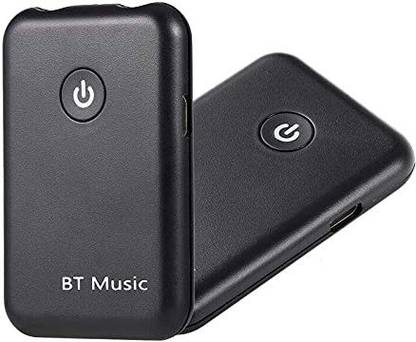 microware 2 in 1 Bluetooth Audio Adapter Bluetooth Transmitter and Receiver 3.5mm Stereo Audio Player Wireless A2DP (Black - YPF-03) Android, iOS smart phones, PAD, Bluetooth-enabled audio devices, stereo system with 3.5mm port Remote Controller