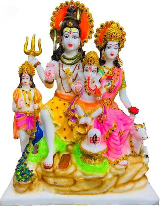 krishnagallery1 Large size Shiv Parivar Marble Murti Marble Dust Imported Quality , Shiv Ji Murti , Laxmi Ganesh , Shivji , Shiv parvati , ( For Home Temple USe , Office Temple USe Pooja Item statue) Decorative Showpiece  -  44.45 cm