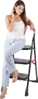 HOMACE 3 Step Ladder Foldable with Multi-Utility Support Handle Climbing Ladder (With Platform) Steel Ladder