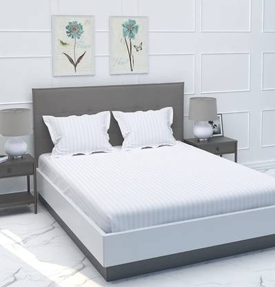 SNAN 210 TC Cotton Crib Striped Flat Bedsheet