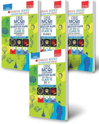 Oswaal CBSE MCQs Chapterwise For Term I & II, Class 10 (Set of 4 Books) Mathematics (Standard), Science, Social Science, Hindi B (With the MCQ Question Pool for 2021-22 Exam)
