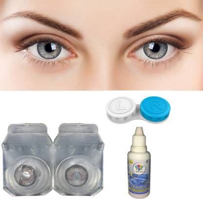 Gold Look Grey Color Contact Lens 1 Pair With Case & Solution Monthly
