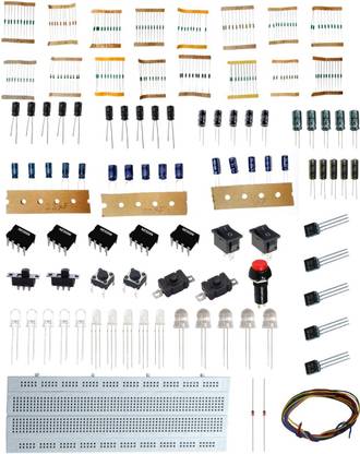 CodifyMonk Breadboard Kit (Resistors, Capacitors, Switches, LED's, 555IC's, Diodes, Transistors and Breadboard) Educational Electronic Hobby Kit
