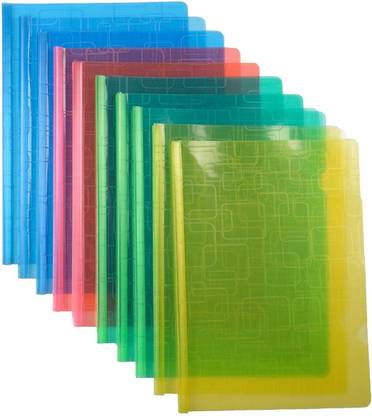 risheeraj Plastic Block Textured Plastic Stick File Folder For Document Certificate Storage Job Interview Carry (Multicolor, Pack of 10)