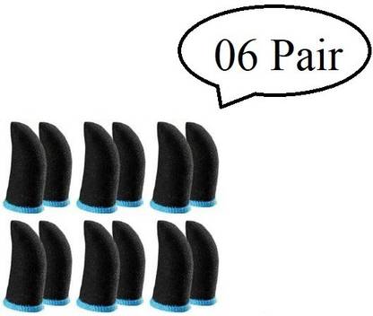 Jape Mobile Phone Gaming Anti-Sweat Breathable Touch Screen 06 Pairs, Blue-Black Finger Sleeve