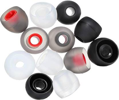 RYT 12 Pieces Replacement Earbuds Memory Foam Earbuds Silicone Eartips, Earpads Replacement Earphone Tips Earbud Noise Isolation Cover, 3 Colors, 2 Sizes (Greyish Red, White and Black) (Black) In The Ear Headphone Cushion