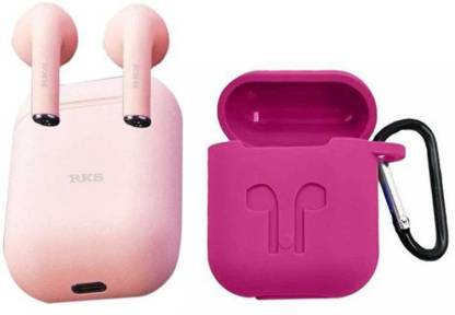 RKS R S I-12 Ear pods with Cases - Pink Bluetooth Headset