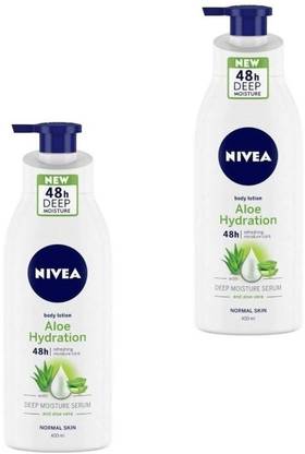 NIVEA Aloe (Hydration Body Lotion Deep Moisture) Each 400ml Pack of 2