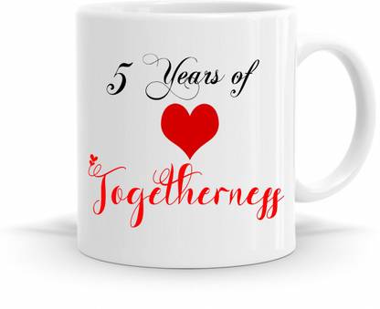 R CREATION 5 Years Of Togetherness Printed Ceramic Coffee Mug