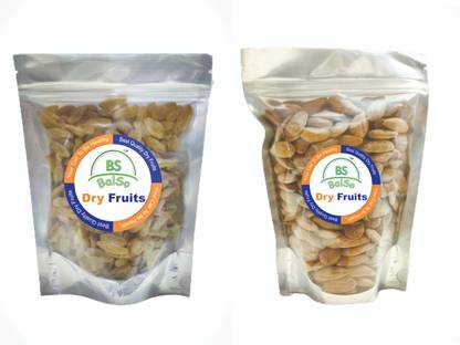 BalSo BS-Premium 100% Natural Almond (125g) And Kishmish (125g) 250gm dry fruits combo pack Almonds And Kishmish (2 x 125gm) Almonds, Raisins