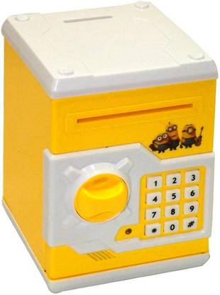 QWICK CLICK ATM Style Electronic Savings Bank For Machine Automatically Cash Scroll Works Real Money With Light & Sound Toy