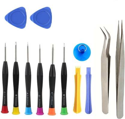 WOWSOME Professional Screwdriver Set with 2 Stainless Steel Pointed and curved tweezers and openers for Mobile Repairing and Opening Precision Screwdriver Set