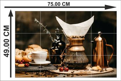 skgraphics 49 cm Filtre Kahve Demleme Waterproof Kitchen wallpaper/poster (pvc vinyl multicolor decorative sticker size:-75x49cm) Self Adhesive Sticker