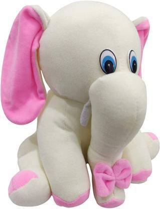 Zuku Elephant soft toys for kids girls Birthday Gift white  - 30 cm