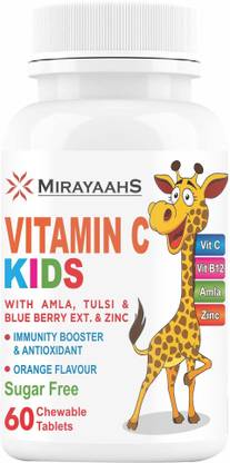 Mirayaahs Vitamin C For Kids Chewable Tablets - Sugar Free - 60 Tab (Orange Flavor)
