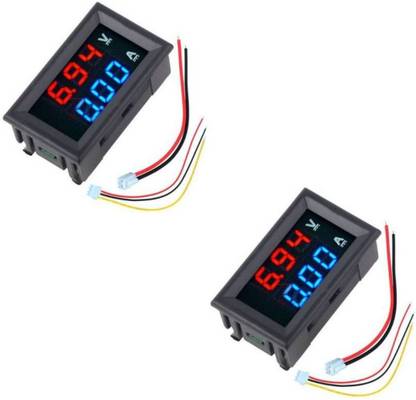 TechSupreme Pack Pack Of 2 Digital Voltmeter 0-100V and Ammeter 10A Dual Led Voltage Current Measurement &DC 100V 50A Voltmeter Ammeter LED Amp Volt Current Meter Voltmeter