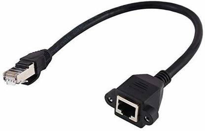 BIGGEAR Ethernet Cable 0.3 m 30cm RJ45 Male to Female Screw Panel Mount Ethernet LAN Network Extension Cable