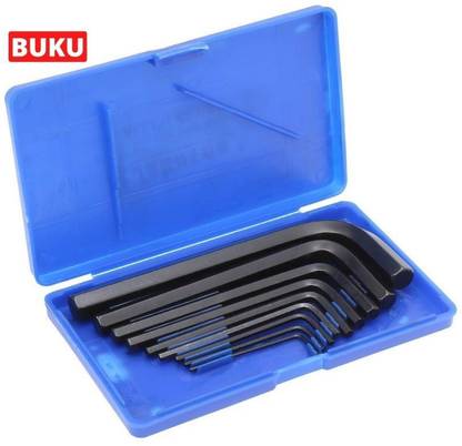 BUKU Steel Metric Allen Key Set (Black Anti-Rust Coating, Box Packing, Pack of 9 pcs) Allen Key Set