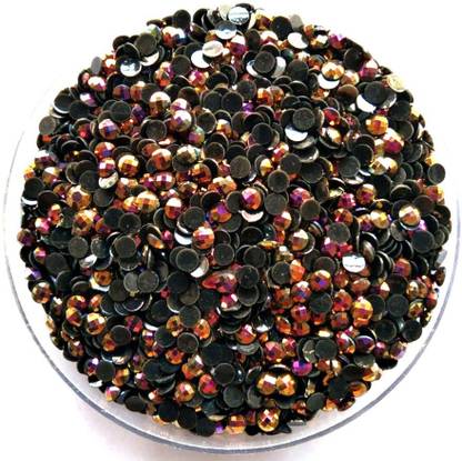 Atifa 4mm black rainbow round shape kundan stone for craft,embroidery,decorations and jewellery making[5000 pieces]