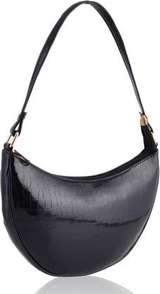 BROWN BOSS Crescent Moon Shoulder Bag for Women Vegan Leather Crocodile Purse Classic Push Lock Clutch Handbag Shoulder Bag