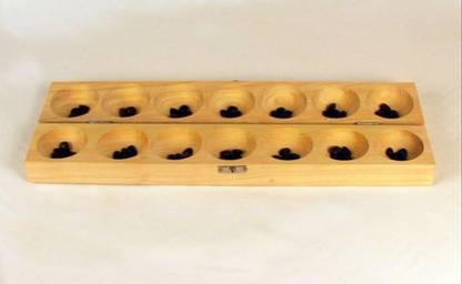 auramini Wooden Pallanguzhi Game Set an ancient and traditional Mancala game which was played in South India Also known as Pallam Kuzhi, Pallangulli, Pallankuli (Pack of 1 Board without coins) Strategy & War Board Game