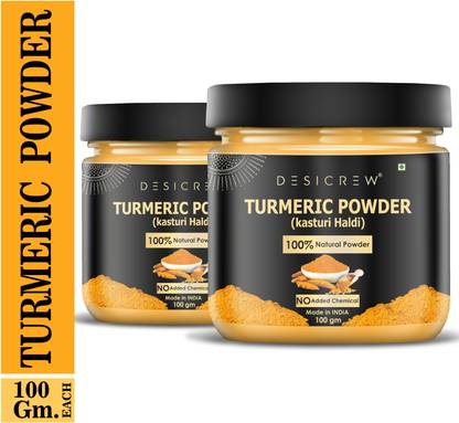 Desi Crew 100% Pure & Natural Turmeric Powder Kasturi Haldi For Fairness, Treat Acne & Boils, Remove Scars, Keeps Away Wrinkles, Skin & Face Pack 100 GM