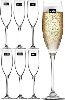 BINZO (Pack of 6) Classic Champagne Flute, Sparkling Wine Glass Glass Set Champagne Glass