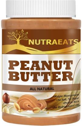NutraEats Nutrition 100% All Natural Peanut Butter (Crunchy), 907g (Unsweetened, Non-GMO, Gluten Free, Vegan) Premium(142) 1 kg
