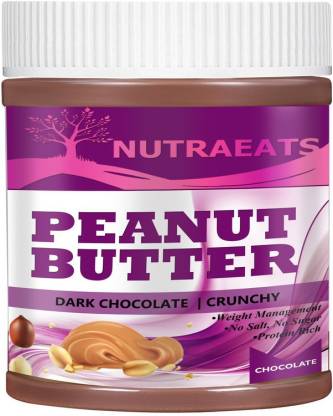 NutraEats Nutrition Crunchy Peanut Butter | Dark Chocolate Peanut Butter with High Protein & Anti-Oxidants Pro(62) 480 g
